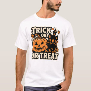 Trick or Treat Halloween Kat Patch T-shirt