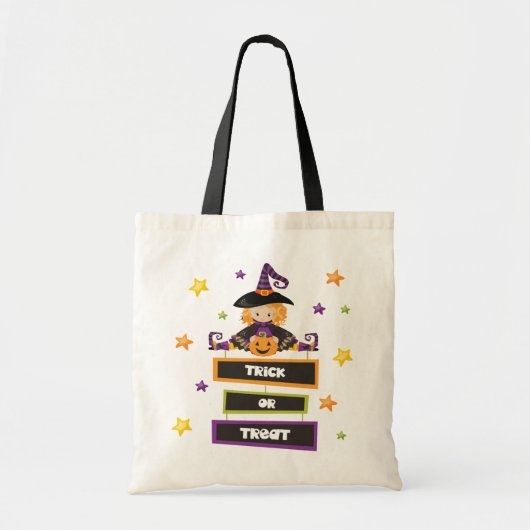 Trick or treat Halloween Kinder Snoep Cartoon Witc Tote Bag (Voorkant)