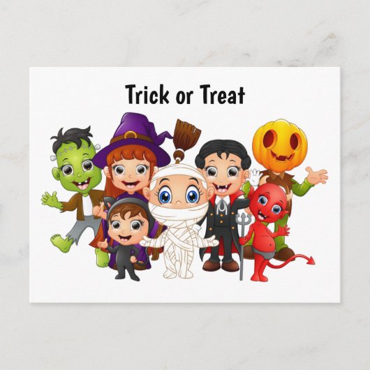 Trick or treat Halloween Kinderen Feestdagenkaart (Voorkant)