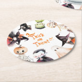 Trick or treat Halloween Kostuumfeest Verjaardag Ronde Kartonnen Onderzetter (Gebogen)