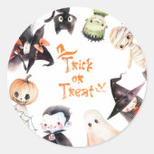 Trick or treat Halloween Kostuumfeest Verjaardag Ronde Sticker (Voorkant)