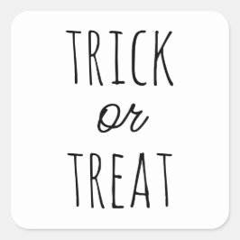Trick or Treat Halloween. Minimalist Black & White Vierkante Sticker