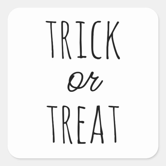 Trick or Treat Halloween. Minimalist Black & White Vierkante Sticker (Voorkant)