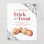 Trick or treat Halloween Minimalist Pumpkin Invite (Voorkant)