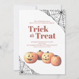 Trick or treat Halloween Minimalist Pumpkin Web Kaart