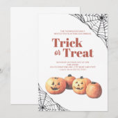 Trick or Treat Halloween Minimalistische Pompoen W Kaart (Voorkant / Achterkant)