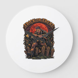 Trick Or Treat Halloween Moordenaar Skelet Bijl Ro Grote Klok