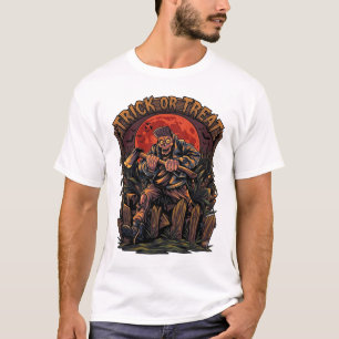 Trick Or Treat Halloween Moordenaar Skelet Bijl Ro T-shirt