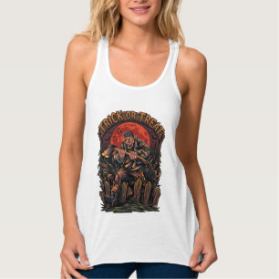Trick Or Treat Halloween Moordenaar Skelet Bijl Ro Tanktop