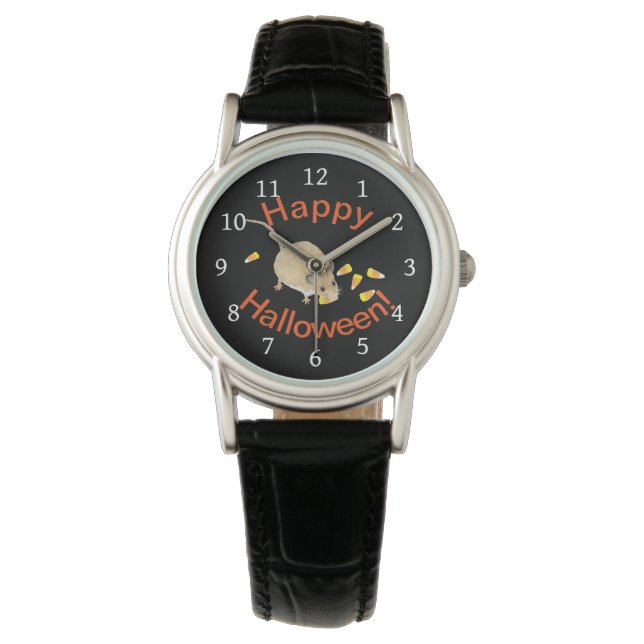 Trick or treat Halloween-muis met snoepkernen Horloge (Voorkant)