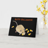 Trick or treat Halloween-muis met snoepkernen Kaart (Gele Bloem)