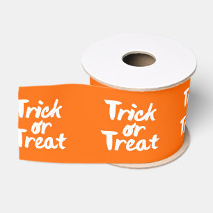 Trick or treat Halloween Oranje White Brush Stroke Grosgrain Lint
