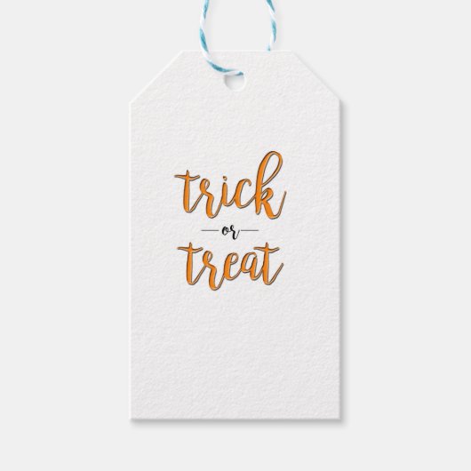 trick or treat halloween oranje zwart simpel cadeaulabel (Voorkant)