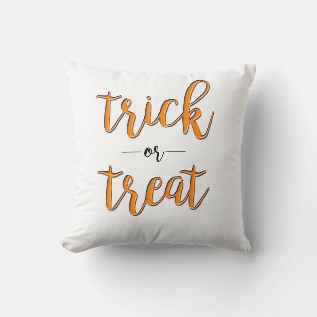 trick or treat halloween oranje zwart simpel kussen (Voorkant)