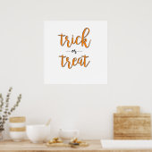 trick or treat halloween oranje zwart simpel poster (Keuken)