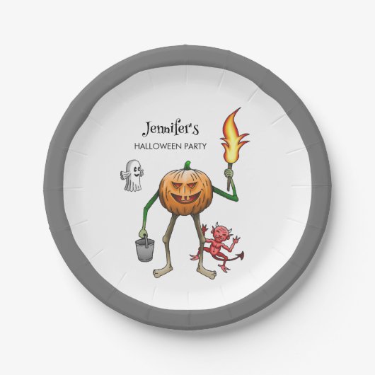 Trick or Treat Halloween Papieren Bordje (Voorkant)