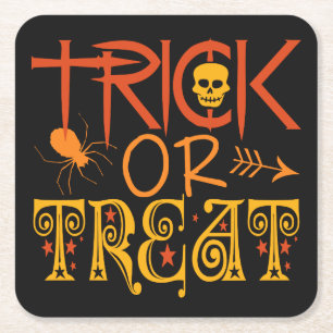 Trick or treat Halloween papieren onderzetters