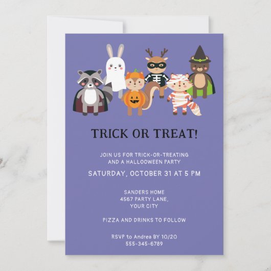 TRICK OR TREAT HALLOWEEN PARTIJ KAART (Voorkant)