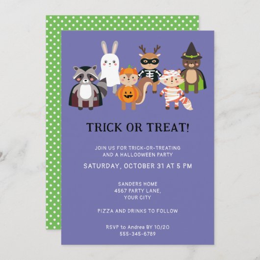 TRICK OR TREAT HALLOWEEN PARTIJ KAART (Voorkant / Achterkant)