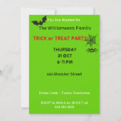 Trick or treat Halloween Party Aanpassen Kaart (Achterkant)