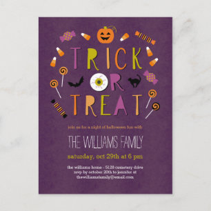 trick or treat Halloween Party Invitation Briefkaa Uitnodiging Briefkaart