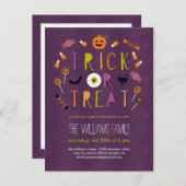 Trick or treat Halloween Party Invitation Briefkaa Uitnodiging Briefkaart (Voorkant / Achterkant)