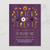 Trick or treat Halloween Party Invitation Briefkaa Uitnodiging Briefkaart (Voorkant)