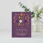 Trick or treat Halloween Party Invitation Briefkaa Uitnodiging Briefkaart (Staand voorkant)