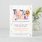 Trick or treat Halloween Party Invitation Kaart (Staand voorkant)