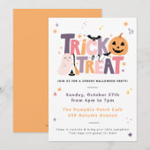 Trick or treat Halloween Party Invitation Kaart (Voorkant / Achterkant)