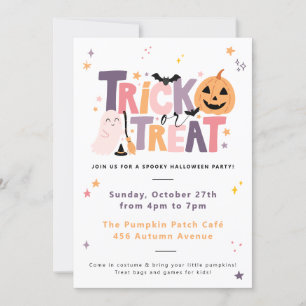 Trick or treat Halloween Party Invitation Kaart