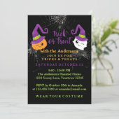 Trick or treat Halloween Party Invitation Kaart (Staand voorkant)