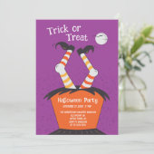 Trick or treat Halloween Party Invitation Kaart (Staand voorkant)