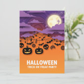 Trick or treat Halloween Party Invitation Kaart (Staand voorkant)