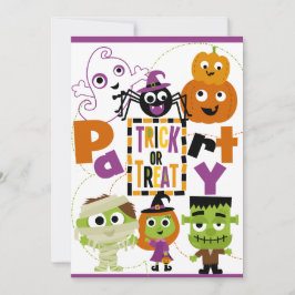 Trick or treat Halloween Party Invitation Kaart