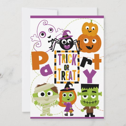 Trick or treat Halloween Party Invitation Kaart (Voorkant)