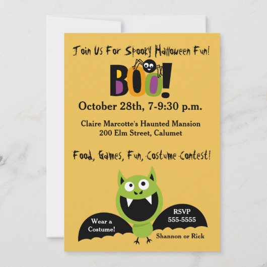 Trick or treat Halloween Party Invitation Kaart (Achterkant)
