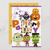 Trick or treat Halloween Party Invitation Kaart (Voorkant / Achterkant)