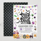 trick or treat Halloween Party Invitation Kaart (Voorkant / Achterkant)