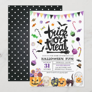 trick or treat Halloween Party Invitation Kaart