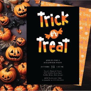 Trick or treat Halloween Party Invitation Kaart