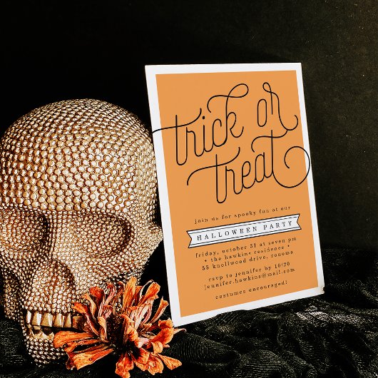 Trick or treat Halloween Party Invitation Kaart