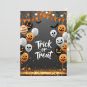 Trick or treat Halloween Party Invitation Kaart (Staand voorkant)