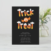Trick or treat Halloween Party Invitation Kaart (Staand voorkant)