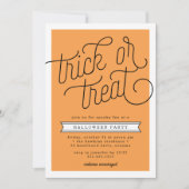 Trick or treat Halloween Party Invitation Kaart (Voorkant)