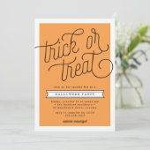 Trick or treat Halloween Party Invitation Kaart (Staand voorkant)