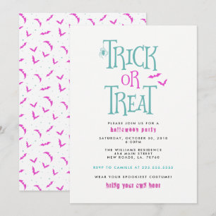 Trick or treat Halloween Party Invitation Kaart