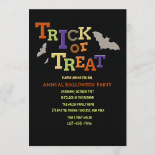 trick or treat Halloween Party Invitation Kaart