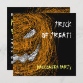 trick or treat Halloween Party Invitation Pumpkin Kaart (Voorkant / Achterkant)
