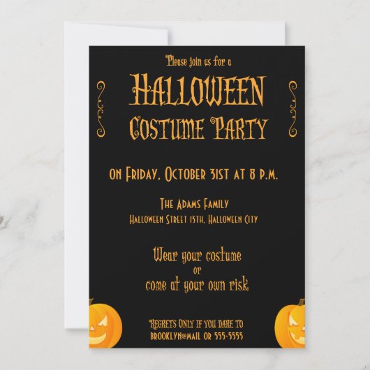 Trick or treat Halloween Party Invitations Pumpkin Kaart (Voorkant)